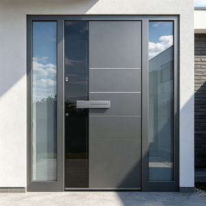 <span class=keywords><strong>Porte</strong></span> <span class=keywords><strong>d</strong></span>'<span class=keywords><strong>entrée</strong></span> pivotante en aluminium, moderne, à double battant, sécurisée avec serrure intelligente pour villa <span class=keywords><strong>de</strong></span> luxe - Product Image 1