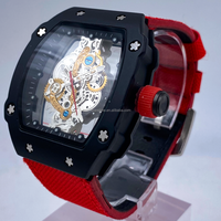 SPARKTIME Ultra Thin Tonneau Case Correa de nailon Movimiento hueco transparente Reloj de moda deportivo de cuarzo de aleación para hombre