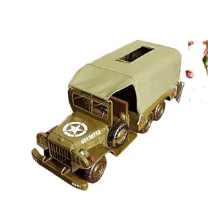 Wholesale Metal Crafts Retro American Style Military Car Tissue Box for Home Decoration