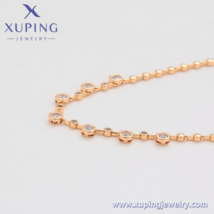 XUPING Collar de Cadena con Cuentas y Circonitas de 6MM, Chapado en Oro Rosa de 18K, Acero Inoxidable, Joyería Minimalista - Product Image 3