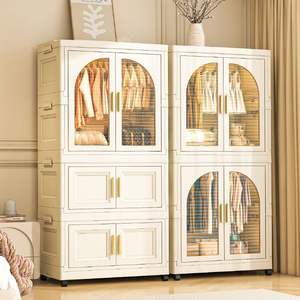 <span class=keywords><strong>Armoire</strong></span> de rangement pliable en plastique, montage simple, multi-niveaux, multifonctionnelle, design américain, <span class=keywords><strong>armoire</strong></span> pour bébé pour enfants - Product Image 1
