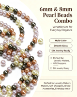 Perles lisses en pierre multicolores tons terreux et métalliques de 6 mm et 8 mm en gros pour la fabrication de bijoux, bracelets, boucles d'oreilles et fournitures d'artisanat DIY