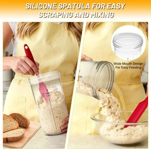 Nuevo Kit de Iniciación de Levadura Natural Simple con Banda de Marcación de Fecha, Termómetro, Raspador, Paño Protector, Recipiente de Vidrio Apto para Lavavajillas, para Hornear - Product Image 6