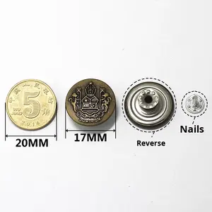 Botones de Presión Personalizados <span class=keywords><strong>NYN</strong></span> LU-BS001, Metálicos, Resistentes, de Latón Macizo con Recubrimiento de Níquel, Planos, Accesorios de Costura - Product Image 3