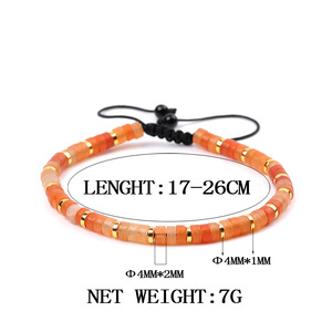 Pulsera de Cuentas Planas de 4mm de <span class=keywords><strong>Jaspe</strong></span> Rojo, Cuarzo Rosa, Aventurina Verde y Lapislázuli, Trenzada a Mano, Directo de Fábrica - Product Image 5