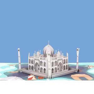 Design personalizzato 3D Pop-up Taj Mahal India biglietto di auguri edificio Pop-Up con busta