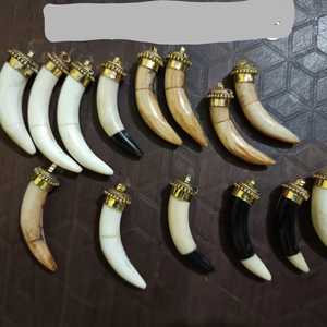 จี้รูปงาช้างทองแดงทำมือสั่งทำพิเศษ ประดับเพชร สำหรับทำเครื่องประดับสไตล์โบฮีเมียน ชนเผ่า  แกะสลักขัดเงา พร้อมสำหรับงานปาร์ตี้ - Product Image 1