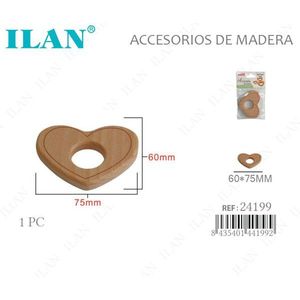 Accessorio in legno a forma di cuore ILAN 60x75mm per lavori artigianali - Product Image 3