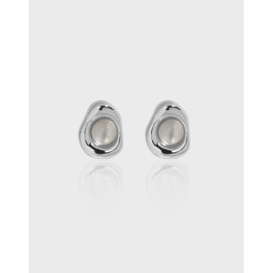 WMEL125 Pendientes de calcedonia blanca de moda S925 Plata de Ley 925 Stud de piedras preciosas con chapado en oro para bodas - Product Image 6