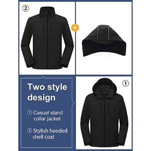 Chaquetas Impermeables de Invierno con Forro Polar, Bolsillos en el Pecho, Exterior de Soft Shell, Resistentes al Viento, con Capucha para Actividades al Aire Libre - Product Image 6