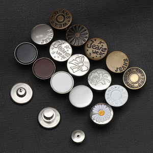 Boutons à pression métalliques ronds de 17 mm, design floral gravé vintage, sans nickel, pour vêtements en jean - Product Image 2
