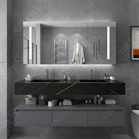 Armoire de salle de bain en marbre noir de style européen ensemble de vanité en pierre frittée de bain de 36 pouces avec comptoir suspendu double évier