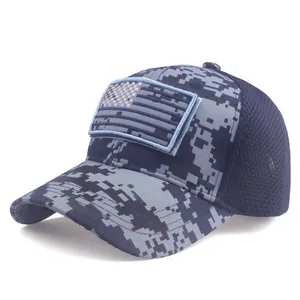 メンズスポーツキャップアメリカ国旗キャップタッチファスナーカモフラージュ野球帽シール刺繍ネット帽子