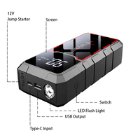 Démarreur de Voiture 12V Multifonctionnel Portable, Chargeur de Batterie Voiture, Booster Rapide, Batterie Externe, Démarrage d'Urgence LED