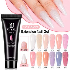 RISYAL Poly Shimmer Nail Gel – Gel UV <span class=keywords><strong>semi</strong></span>-<span class=keywords><strong>permanent</strong></span> à construction rapide, vernis à ongles brillant, <span class=keywords><strong>extension</strong></span> d'ongles, gel acrylique, Soak Off, Nail Art - Product Image 1