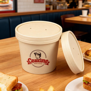 Wholesale Custom Printed 8oz 12oz 16oz 24oz Round Kraft Paper Soup Container Take Away Food Container for Soup - Product Image 2