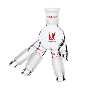 CS Labglass 高精度硼硅<span class=keywords><strong>3.3</strong></span>玻璃三路牛乳蒸馏接收器，带软管连接，OEM - Product Image 1