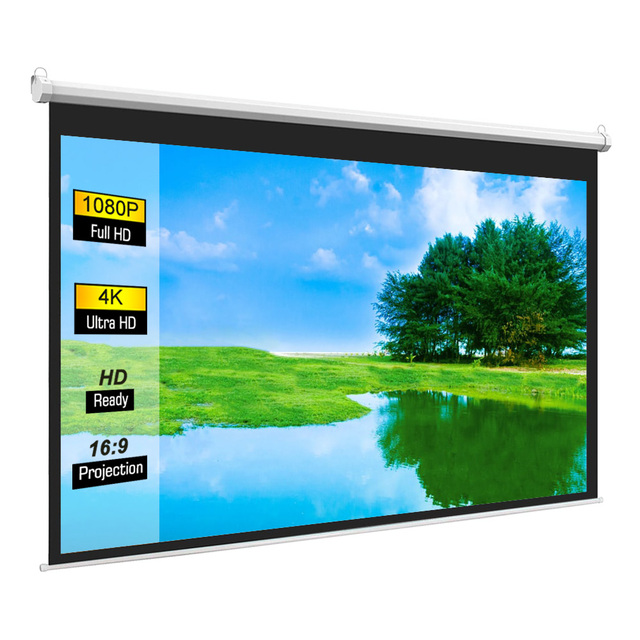 FUTURE HD Electric PVC Projection Screen 92 Inch Remote Control 16:9 Motorized Wall Mount Projector Screens 3D Cinema Office