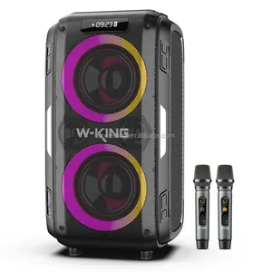 W-KING 120W güçlü T9 pro TWS müzik renkli ışık woofer Bluetooth hoparlör kablosuz