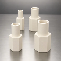 Tube hexagonal en céramique d'alumine 95% haute température, support isolant Al2O3, tailles personnalisées