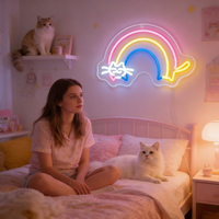 Enseigne néon arc-en-ciel pour chat Neonawall, lumière LED USB à intensité variable pour animalerie, café pour chats, boutique, vitrine, décoration murale