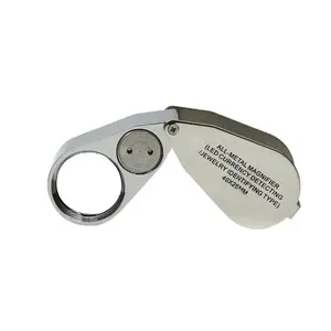 Popular hot selling 9890 40x led high quality folding metal jewellery magnifier with uv lamp