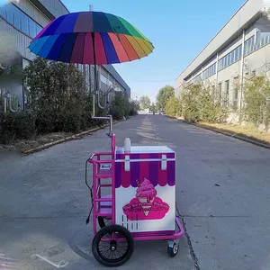 Commercial frozen ice cream display cart trailer mobile hand push carts for ice cream for sale