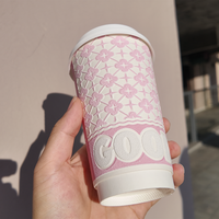 Gobelets en papier de qualité alimentaire à double paroi de 12 oz avec logo imprimé en 3D, design créatif, pour boissons gazeuses et vin