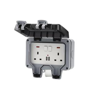 Ổ cắm điện tường ngoài trời chuẩn UK/EU, chống nước IP66, tích hợp hộp ổ cắm, sạc USB, dải ổ cắm 16A, chống mưa 2 ổ cắm - Product Image 2