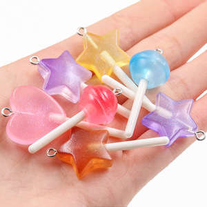 Hecho a mano 3D Glitter Lollipop Explosion DIY Color Stick Resina Colgante Accesorios Estrella <span class=keywords><strong>de</strong></span> cinco puntas para el amor para Navidad - Product Image 3
