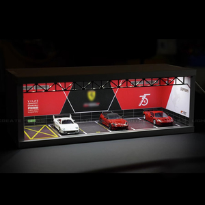 โมเดลที่จอดรถ1/64ทำจากไม้เนื้อแข็งตกแต่งด้วยของสะสมไฟกล่องอะคริลิค - Product Image 2