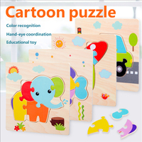 Montessori mainan Puzzle kayu 3D, pelatihan pendidikan dini & perhatian untuk koordinasi mata tangan untuk anak-anak berusia 0-3 tahun