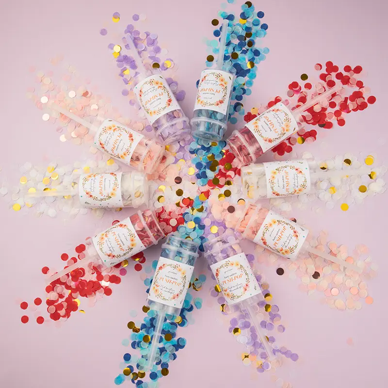 Confetti đẩy Pop container đầy màu sắc rắc Confetti giấy poppers tốt nghiệp đám cưới em bé tắm giáng sinh năm mới kd506