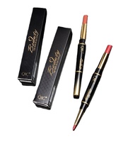 QIC Noir Or Double Tête Mat Rouge À Lèvres Lipliner Portable Longue Durée Étanche Lip Liner pour Dame