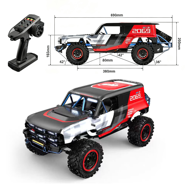 1:8 Scale MJX Hyper Go H8P RC Car Brushless Remote Control Road 4x4 Bronco R Baja1000 Hobby Grade Metal Red 80A ESC 120m Range