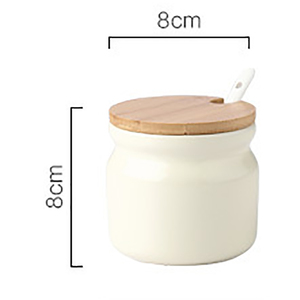 Fabrikpreis Umweltfreundliches Keramik-Gewürzdosen-<span class=keywords><strong>Set</strong></span> mit Bambusdeckeln, in Box verpackt, 300/500ml Fassungsvermögen - Product Image 4