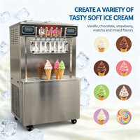 Machine à glace molle Tolcat commerciale 7 saveurs, sur pied, automatique, en acier inoxydable, pour glacier et pâtisserie