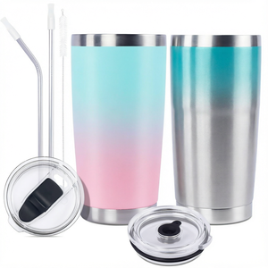 Gobelet de voyage isotherme en acier inoxydable de 20 oz à double paroi avec couvercle et paille pour café, thé et eau - Product Image 1