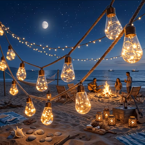 Guirlande lumineuse vintage en corde de chanvre, connectable, pour extérieur, patio, jardin, mariage, Noël, fête à domicile, décoration murale - Product Image 3