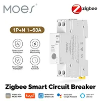 Disjoncteur intelligent MOES Tuya Zigbee 63A avec moniteur d'électricité, V0 ignifuge, alarme, réglage de la seuille, contrôle par application et compatible Alexa