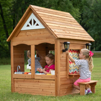 Cabane Moderne en Bois pour Enfants, Grande et Robuste, avec Banc et Lumières, pour Jeu en Extérieur, Parc, Maternelle et Crèche