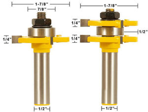 2pcs 1/2柄1/4硬质合金齿开槽路由器钻头木铣刀，带轴承，用于木工门柜家具 - Product Image 2