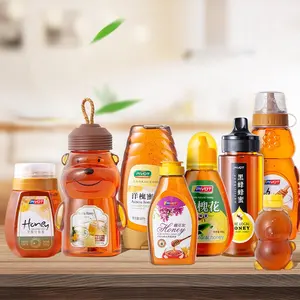 Food Grade PET 250g 500g 800g 1kg Honey Juice Sauce Squeeze Container Plastic Honey Packaging Bottle