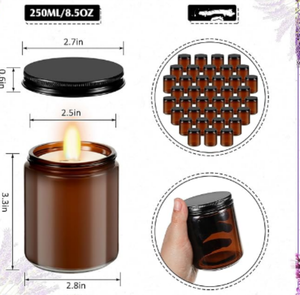 Chai thủy tinh 2024 mới sang trọng tùy chỉnh nhãn tốt Mùi hương gỗ bấc Đen hổ phách lọ thủy tinh nến cho nam giới - Product Image 2