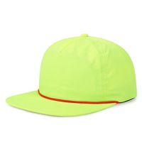 Gorra de Béisbol de Alta Calidad, 5 Paneles, Visera Plana, Sin Estructura, con Logotipo Bordado Personalizado, 100% Algodón, Color Dorado