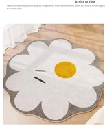 Tapis de chambre à coucher en polyester à motif floral de style frais, en forme d'alien, tapis de chevet, coussin pour chaise pivotante de bureau, aspect cachemire, antidérapant, pour salon