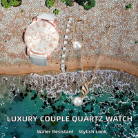 Montre à quartz pour femme avec cadran à chiffres romains, bracelet en cuir blanc, collier de perles et bracelet, fabrication directe usine, ODM OEM, logo personnalisé