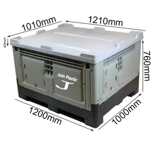 Australian Standard Large Volume 720L Foldable Plastic Pallet Boxes Mega Bin With Lid