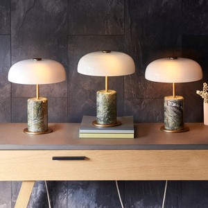 Lampe de table en travertin en forme de champignon, source de lumière LED, base E27, commande par interrupteur, pour salon, chambre, bureau - Product Image 1