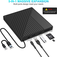 USB 3.0 Type-C External Optical Drive with SD/TF Card Reader Portable DVD Burner Fast Data Transfer for Laptop & MacBook